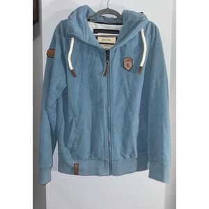 Naketano The Poets choice blue jacket rope drawstring leather logo men's‎ large